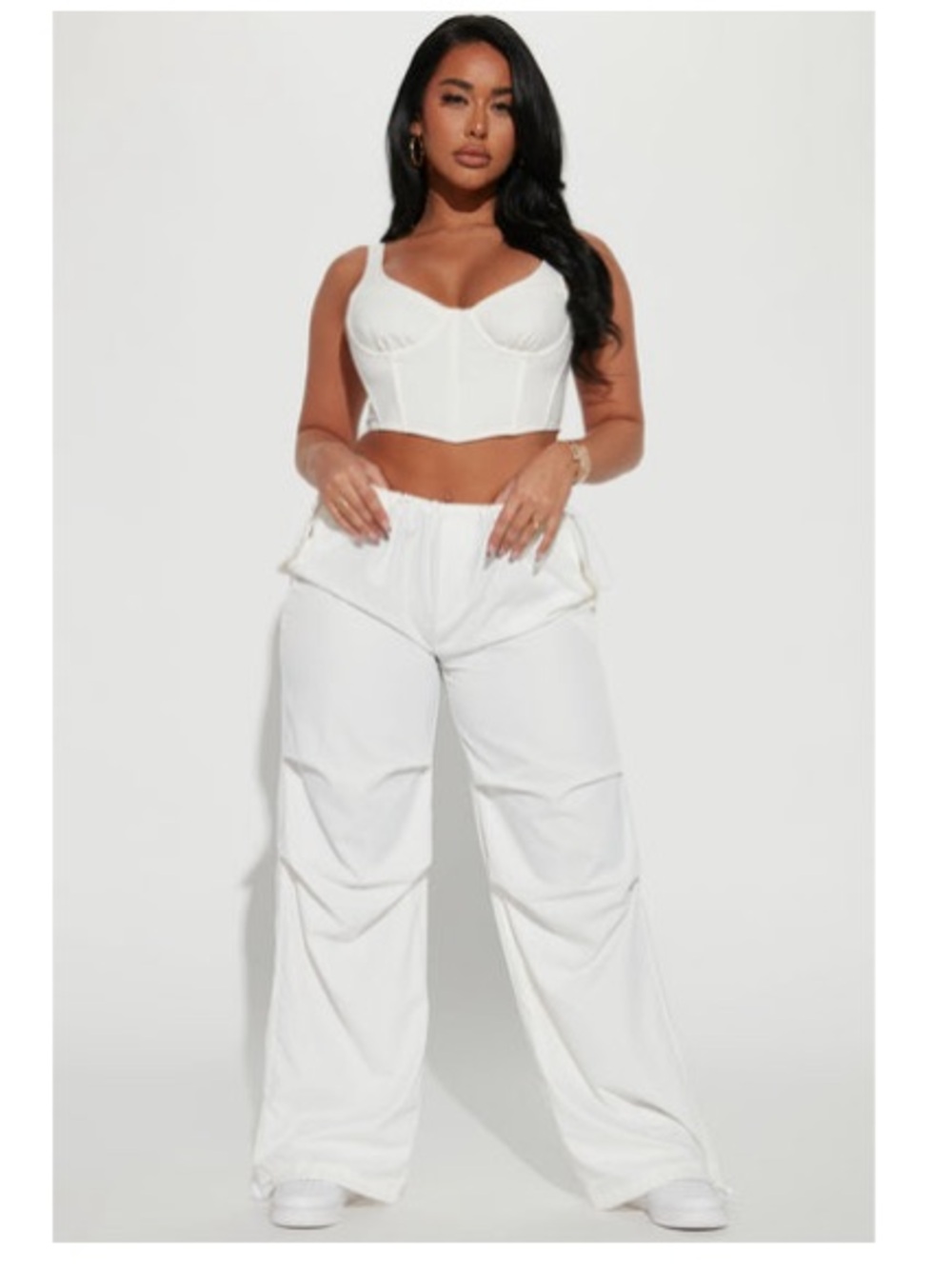 Fashion Nova guilty pleasure parachute pant white